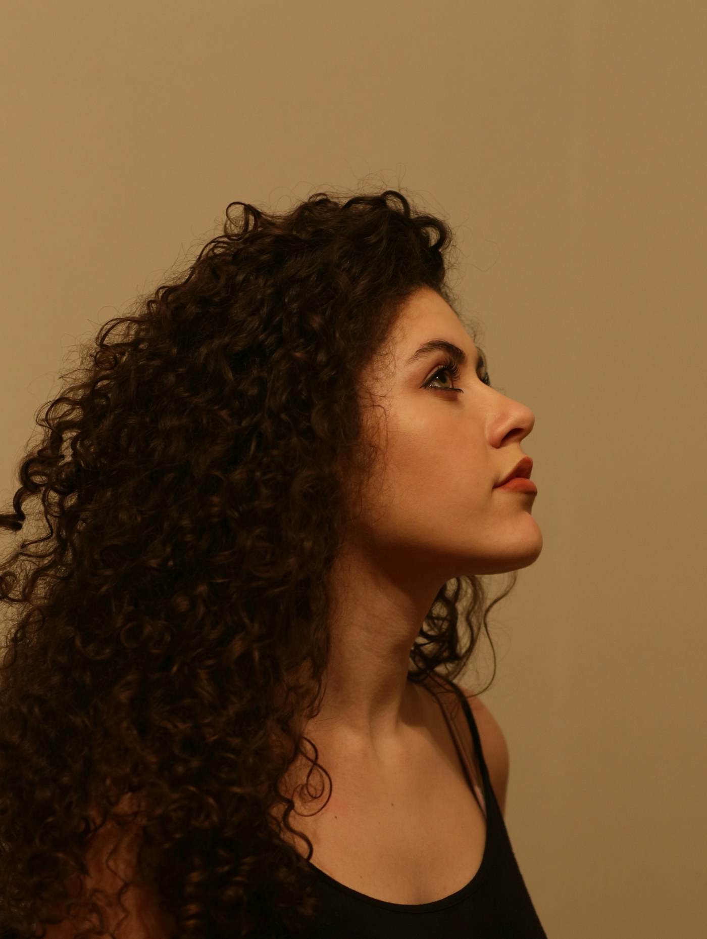 Profile with long curls